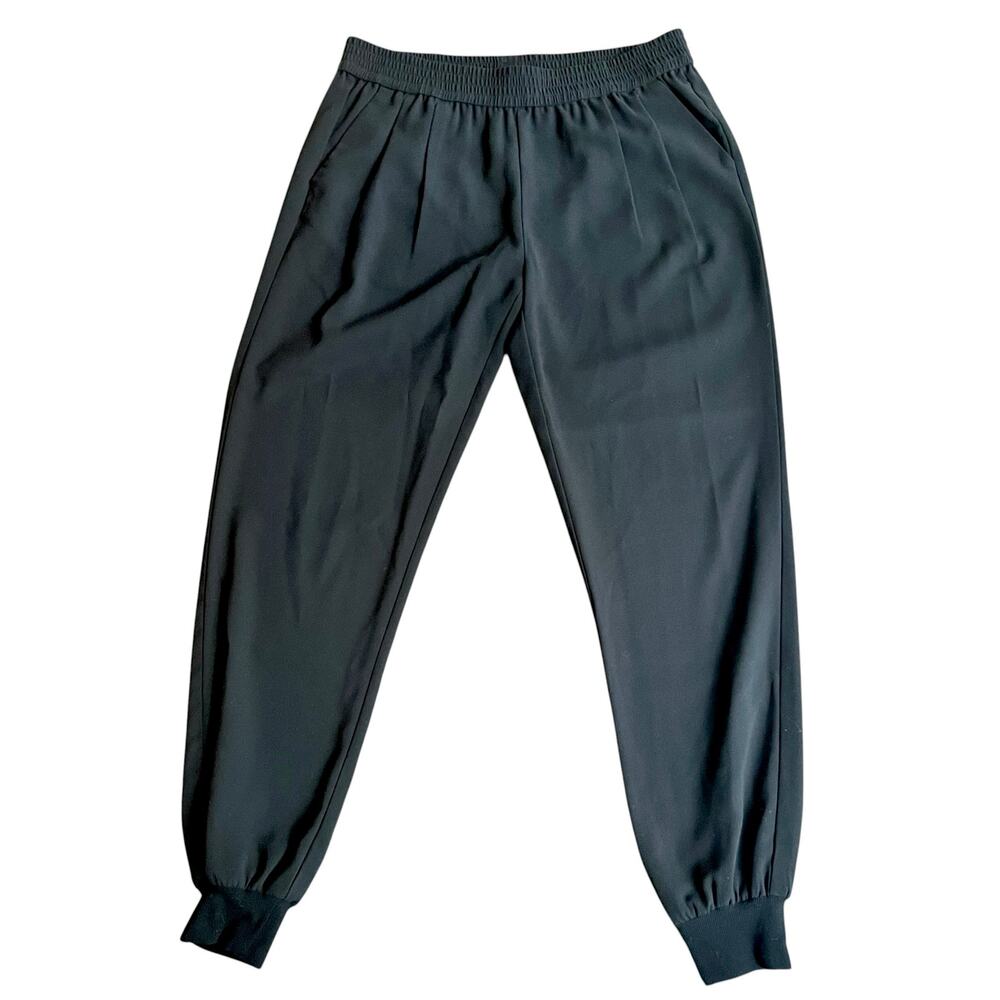 Joie Black Tapered Jogger Pants Silk Pocket Lining Ribbed Cuffs